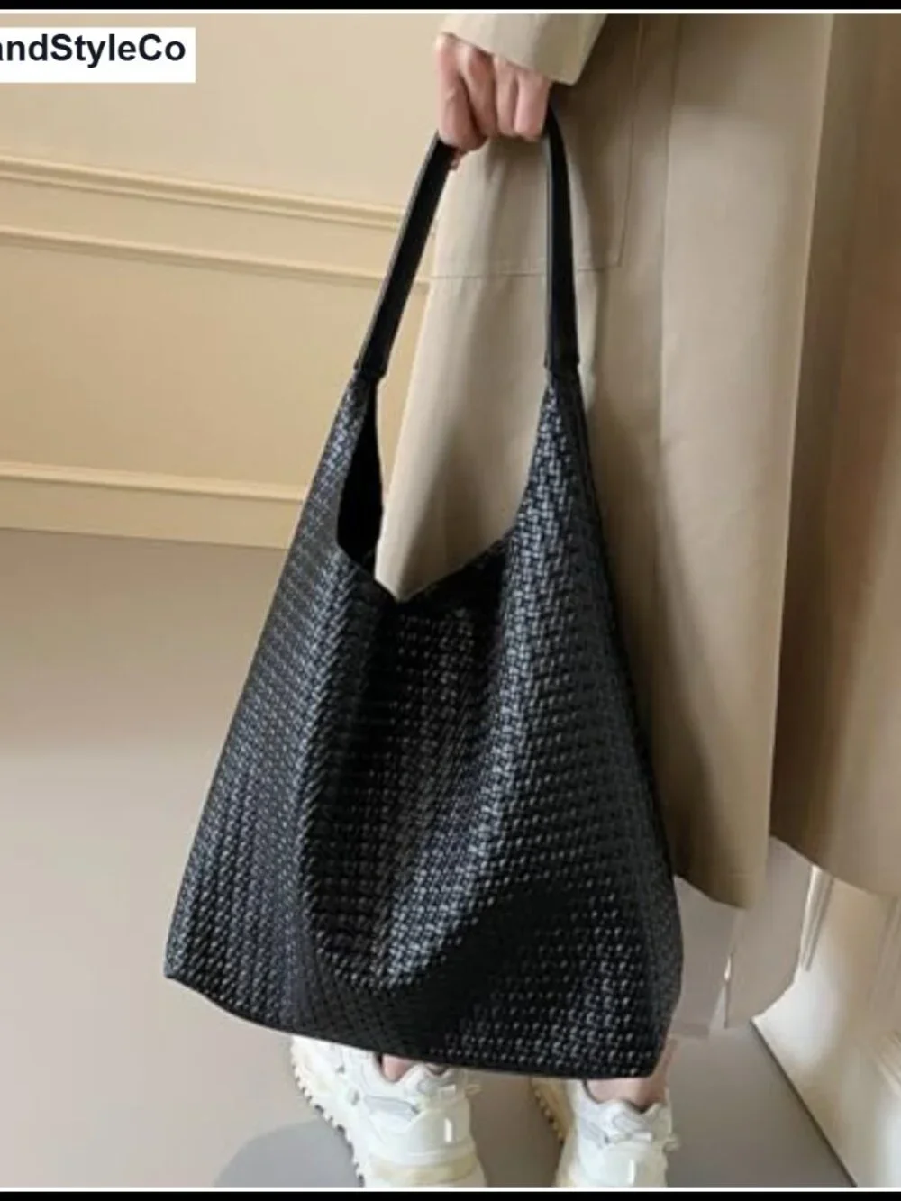 Woven Tote Bag for Women, Large Capacity Vegan Leather Hobo Shoulder Bag